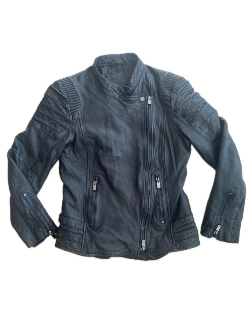 BOD & CHRISTENSEN Black Leather Moto Jacket Women Medium Soft Leather EUC - Picture 2 of 10